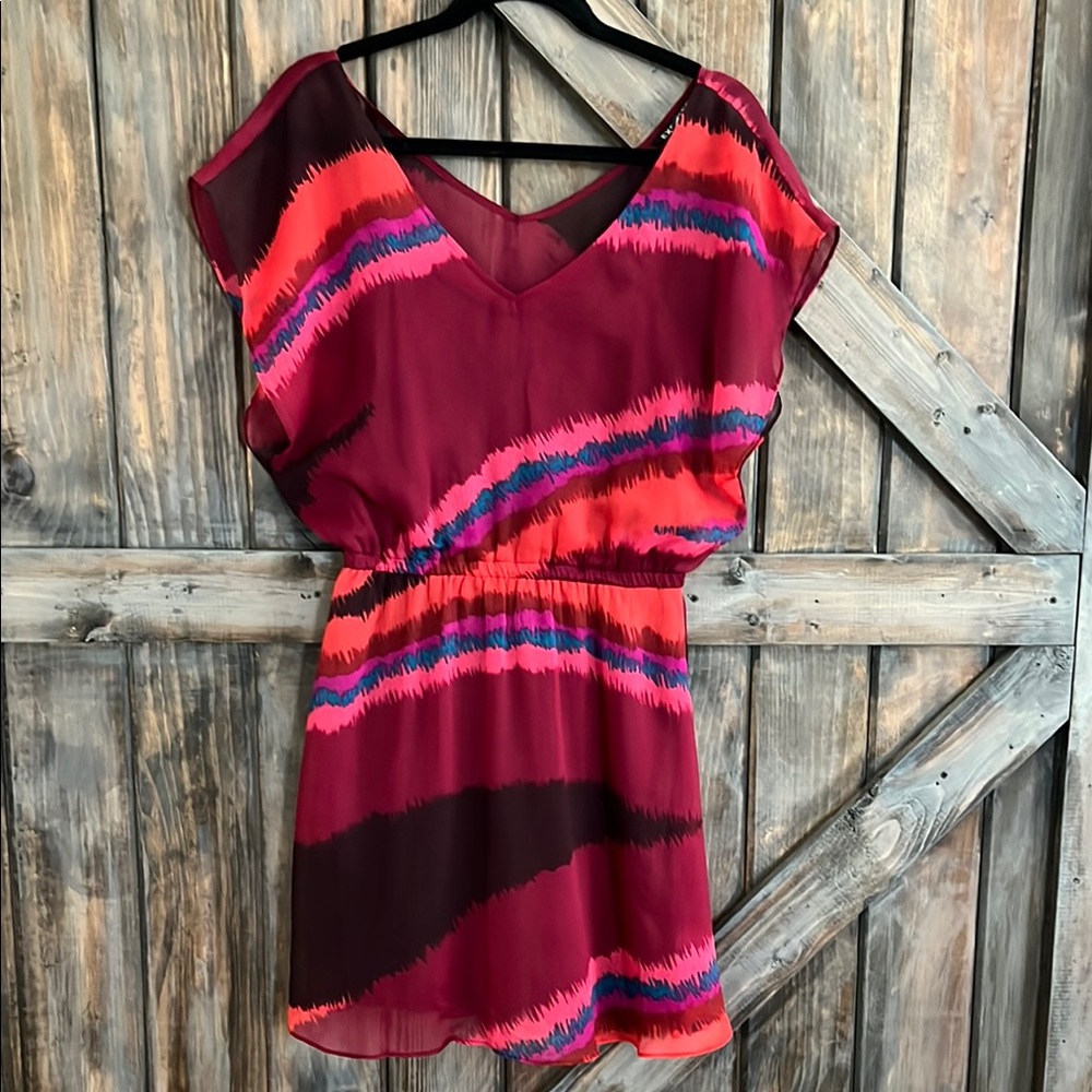 Express Red and Pink Patterned Dress